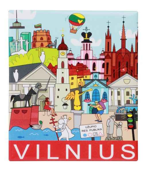 Pieštinis magnetas su Vilniaus vaizdu